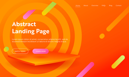 Abstract Aim Marketing Agency Landing Page Template. Modern Bright Backdrop for Gradient Advertising Layout Concept for Website or Web Page. Flat Cartoon Vector Illustrationのイラスト素材