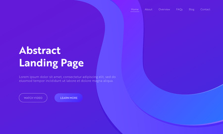 Abstract Geometric Purple Wave Landing Page Background. Trendy Minimalistic Gradient Shape Pattern. Creative Design Soft Curve Element for Website Web Page. Flat Cartoon Vector Illustrationのイラスト素材
