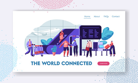Airport Terminal With Passengers Waiting For Flight Landing Page