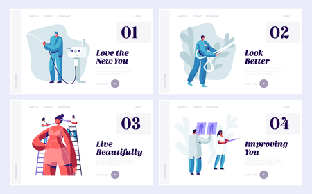 Set Of Website Landing Page Templates For Beauty Medical Or