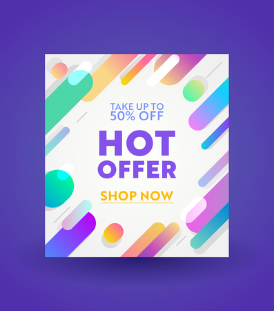 Promotion and Shopping Template for Hot Offer and Sale Promotion, Flyer Design, Social Media Cover, Placard, Presentation Digital or Printable Promo Advertising Brochure Vector Illustration, Bannerのイラスト素材