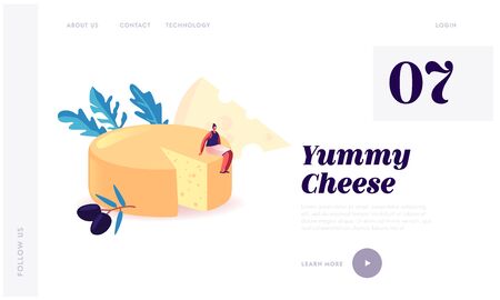 Dairy Culinary Production, Farm Organic Nutrition Website Landing Page. Gourmet Female Characterのイラスト素材
