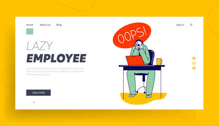Stupidity Landing Page Template. Man Deleted Important Information from Computer. Shocked Male Character Yelling Oopsのイラスト素材