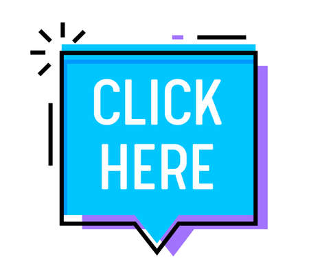 Click Here Banner, Linear Elements in Speech Bubble. Digital Button to Enter on Web Page. Promo Pointer Icon, Navigationのイラスト素材