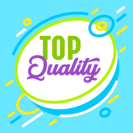 Top Quality Banner in Trendy Style with Geometric Abstract Shapes. Marketing Promotion Certificate, Excellent Productのイラスト素材