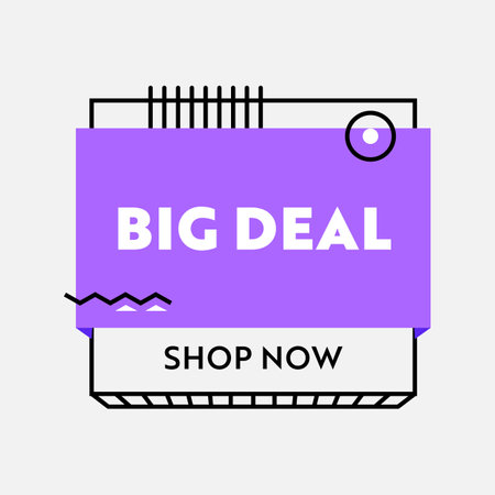 Big Deal Banner, Sale Advertising with Typography on White Background, Ad Card for Shopping Discount, Social Media Promoのイラスト素材