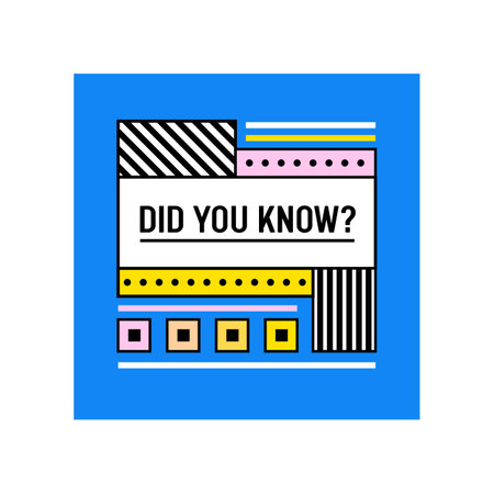 Did You Know Banner or Creative Quote on Blue Background with Abstract Geometric Ornament. Poster with Cute Elementsのイラスト素材