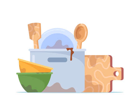 Dirty Dishes Pile to wash.のイラスト素材