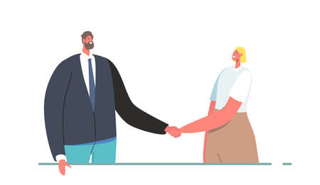 Business Partners Agreement, Gender Sex Equality, Deal Partnership Concept. Business People Man and Woman Meetingのイラスト素材