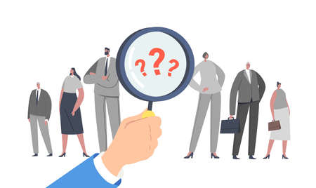 We are Hiring Concept. Hand with Magnifier Search Employee Hire on Job. Hr Manager Human Resource Employment, Recruitingのイラスト素材