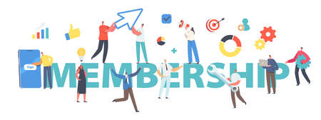 Membership Concept. New User Online Registration and Sign Up. Characters Signing Up or Login to...