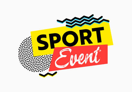 Sport Event Colorful Trendy Banner, Flyer or Icon with Geometric Elements. Tag or Badge for Sports Workout Advertisingのイラスト素材