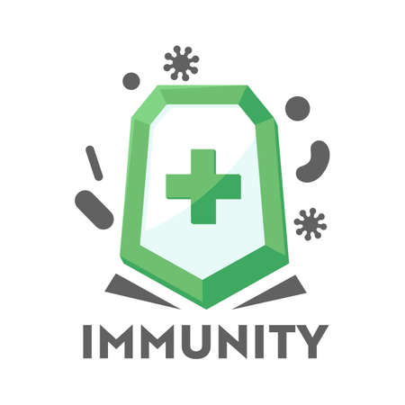 Immunity for Healthcare Service, Health Care Defence Icon Medical Shield against Bacterial Attack. Healthy Conceptのイラスト素材