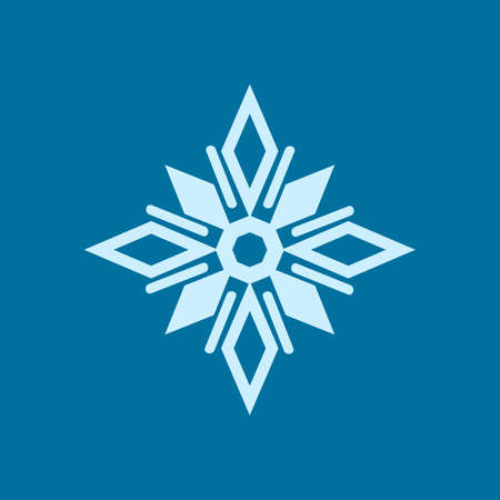 Abstract Snowflake White Single Object, Design Element Isolated on White Background. Christmas Object, One Snow Flakeのイラスト素材