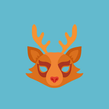 Cute Deer Animal Face Element or Carnival Mask. Item for Selfie or Booth Photo and Video Chat Filter. Christmas Decorのイラスト素材