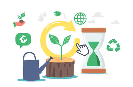 Refresh and Renew Concept, Restart Project with New Vision or Rework Strategy. Renew Life Goal and Directionのイラスト素材