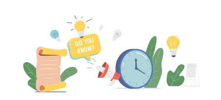 Did You Know Megaphone Announcement. Loudspeaker and Light Bulb Explain Interesting Facts of Commercial Productのイラスト素材