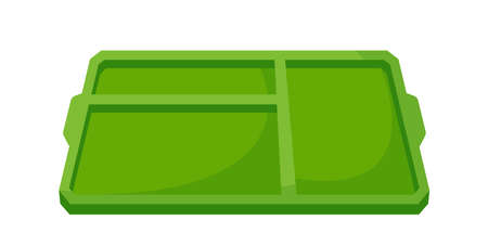 Empty Food Tray, Plastic Rectangular Kitchen Item with Separated Places for Different Meals. Dinner Plate, Dish for Cafeのイラスト素材