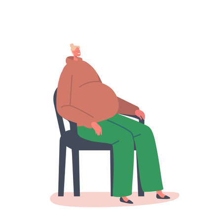 Young Mother Needs Psychological Help, Support or Pregnancy Assistance. Sad Pregnant Female Character with Big Bellyのイラスト素材