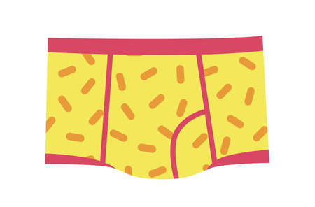 Mens Brief or Thong Underpants, Trunks Underwear Clothing, Yellow Panties with Print Isolated on White Backgroundのイラスト素材