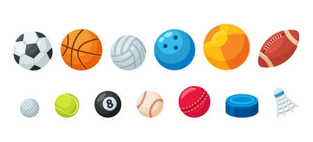 Set of Various Balls for Sport Games Soccer, Basketball, Volleyball and Rugby, Golf, Billiards, Tennis or Baseball. Softballのイラスト素材