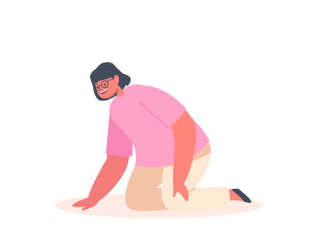 Child Having Active Game Recreation Isolated on White Background. Childhood, Happiness, Freedom Conceptのイラスト素材