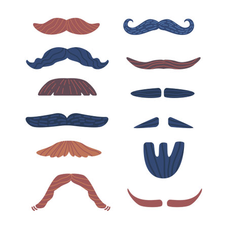 Set Of Mustache And Beard Styles Ranging From Classic To Modern For Promoting Men Grooming Products, Facial Hair Trendsのイラスト素材