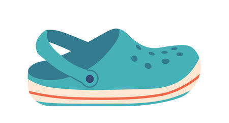 Crocks Shoes Icon, Isolated Clogs Made From Rubber Or Foam Material With Slip-on Design And Sturdy Soleのイラスト素材
