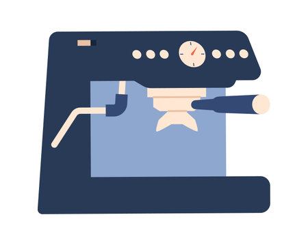 Coffee Machine, Espresso or Cappuccino Maker With Cup and Mug for Milk. Professional Full Automatic Barista Equipmentのイラスト素材