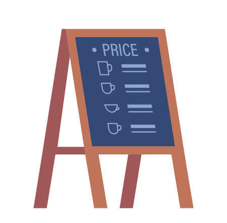 Chalkboard Menu For Street Cafe, Displaying A Range Of Tasty Dishes And Drinks. Advertising Of Food And Beveragesのイラスト素材