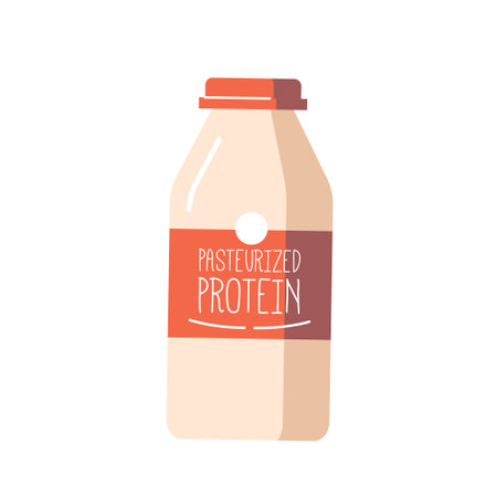 Pasteurized Protein Bottle With Bold Labeling, Nutritional Product Packagedwith Secure, Leak-proof Capのイラスト素材