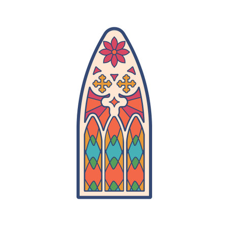 Religious Themed Stained Glass Window In Church Enhance The Beauty And Significance Of The Churchs Interiorのイラスト素材