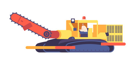 Miner Drive Mining Machine, Powerful Equipment That Uses Advanced Technology To Extract Minerals From Earth Surfaceのイラスト素材