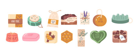 Artisanal Soap Crafted With Using Natural Ingredients, Essential Oils, And Botanicals. Each Bar Is Uniquely Handcraftedのイラスト素材