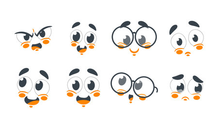 Delightful Collection Of Adorable and Cute Emojis, Perfect For Expressing A Wide Range Of Emotions Cartoon Vectorのイラスト素材