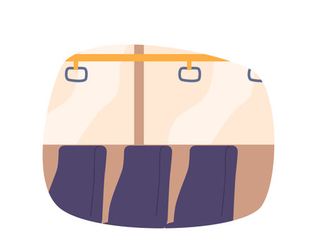 Spacious And Comfortable, The Bus Interior Offers Ample Seating, Wide Aisles, Handles And Overhead Storageのイラスト素材
