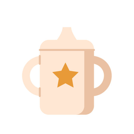 Baby Drinker Cup Designed For Infants Transitioning From Bottles. Spill-proof Cup With Handles Allows Easy Drinkingのイラスト素材