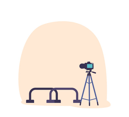 Gym Interior Features Sturdy Bars For Calisthenics Workouts And A Video Camera For Monitoring Exercisesのイラスト素材
