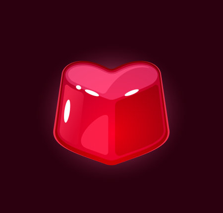 Cartoon Red Heart Shaped Jelly Candy. Delightful Chewy Sweets, Treats, Offering A Burst Of Sweetness In Every Biteのイラスト素材