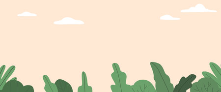 Nature Landscape Features A Serene Horizon Filled With Lush Green Leaves, Stretching Towards The Skyのイラスト素材