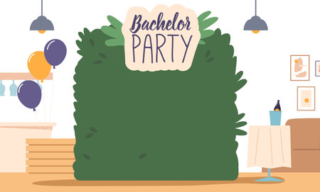 Vibrant Room Adorned With Streamers, Balloons, And Drinks, Setting The Perfect Ambiance For A Memorable Bachelor Partyのイラスト素材