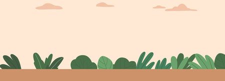 Nature Landscape Features A Serene Horizon Filled With Lush Green Leaves, Stretching Towards The Skyのイラスト素材