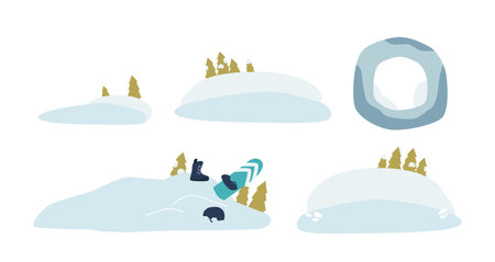 Snow Drifts Sculpted By The Wind Icy Dance, Blanket The Landscape In A Serene, Powdery Embrace, Isolated Elementsのイラスト素材