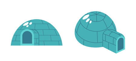 Igloo, Traditional Inuit Snowhouse, Is A Dome-shaped Shelter Made Of Compacted Snow Blocks Cartoon Vector Illustrationのイラスト素材