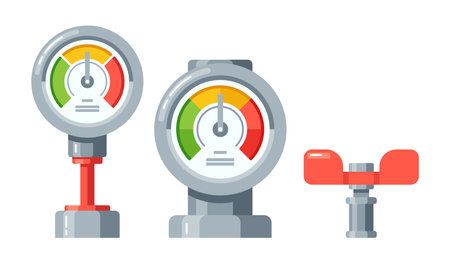 Pipeline Manometer Is An Instrument That Measures And Displays Pressure Within A Pipeline, Vector Illustrationのイラスト素材