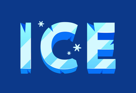 Word Ice Crafted In Frozen Elegance, Its Crystalline Letters Glisten With An Icy Sheen, Epitomizing The Coldのイラスト素材