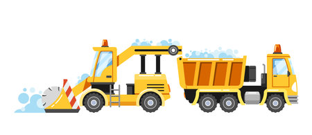 Snow Loader Is A Heavy-duty Machine Designed For Clearing Snow From Roads And Large Areas. It Uses A Scoop Or Plowのイラスト素材