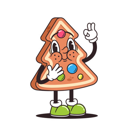 Adorable Retro-style Gingerbread Christmas Tree With A Charming, Vintage Twist. Delightful Holiday Characterのイラスト素材