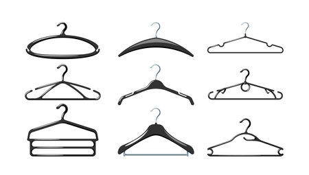 Set Of Hangers, Crafted From Durable Materials, Featuring A Slim Profile And Non-slip Design. Ideal For Organizingのイラスト素材