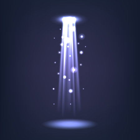 Blue Spotlight Beams, Blue Focus Ceiling Light, Highlighting Objects Or Areas For Emphasis In Stage Lightingのイラスト素材